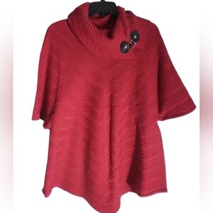 Dana Buchman red cowel neck sweater with buckle medium